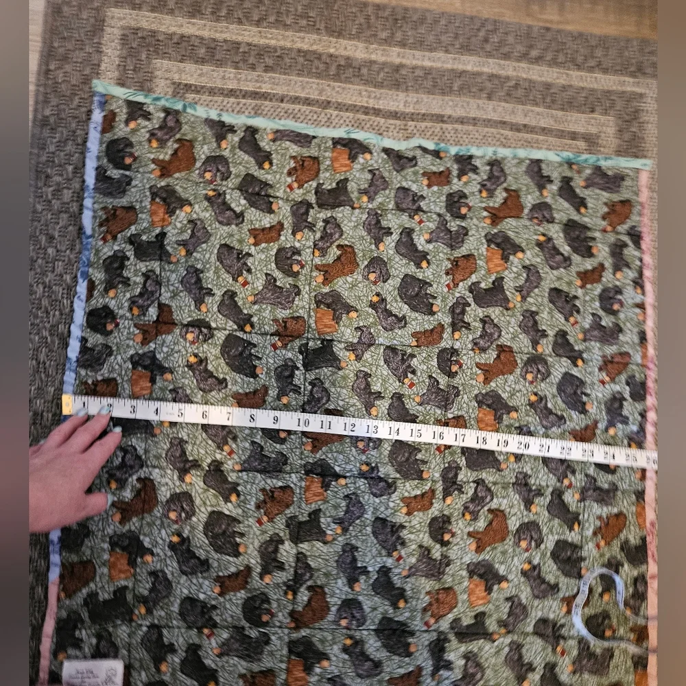 Patchwork Quilt with Bear Design On Back 26x26 - Picture 5 of 6